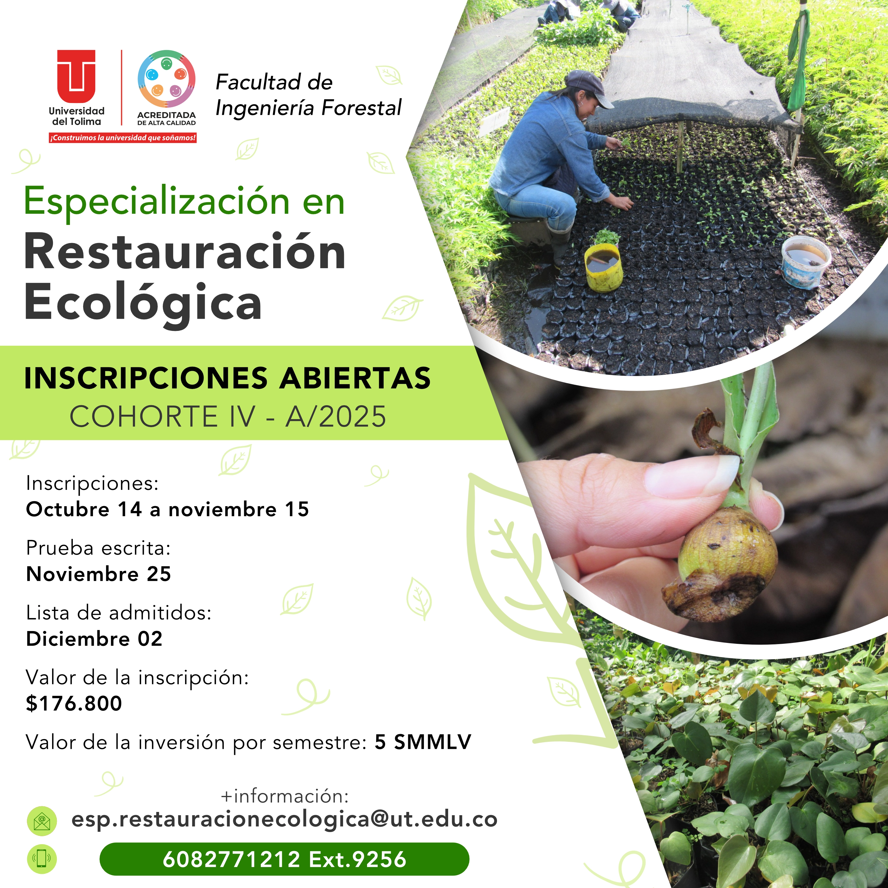 Especialización en Restauración Ecológica Inscripciones Cohorte II A2023